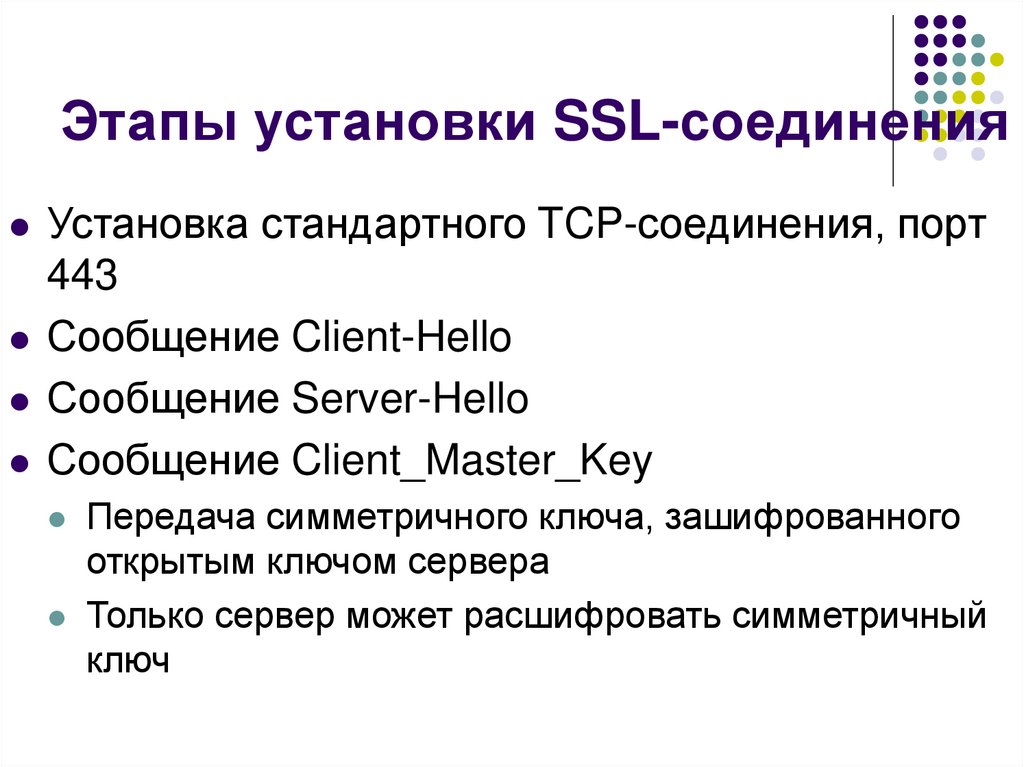 Этапы установки SSL-соединения