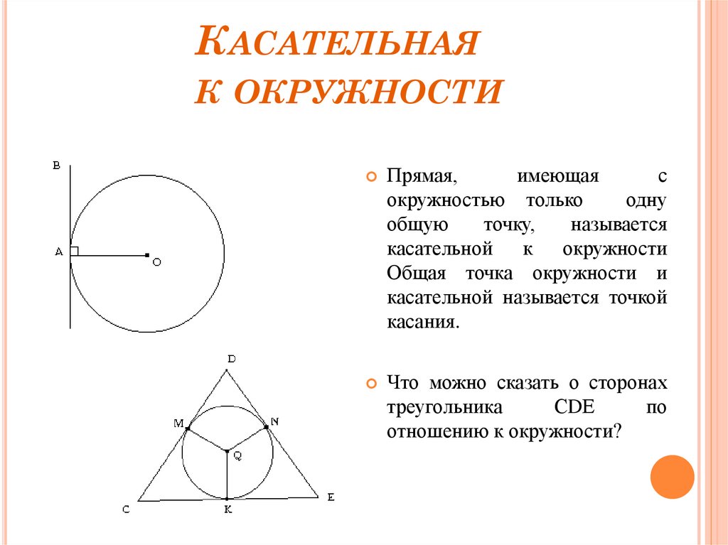 Дайте определение касательной к окружности сделайте чертеж