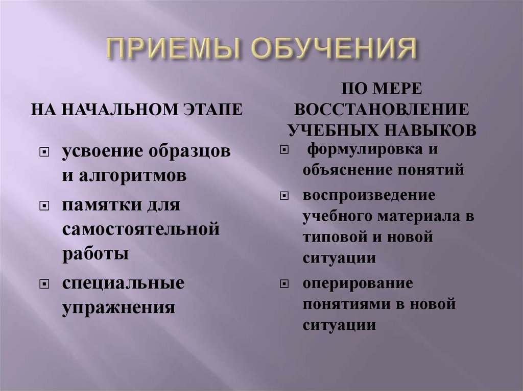 ПРИЕМЫ ОБУЧЕНИЯ