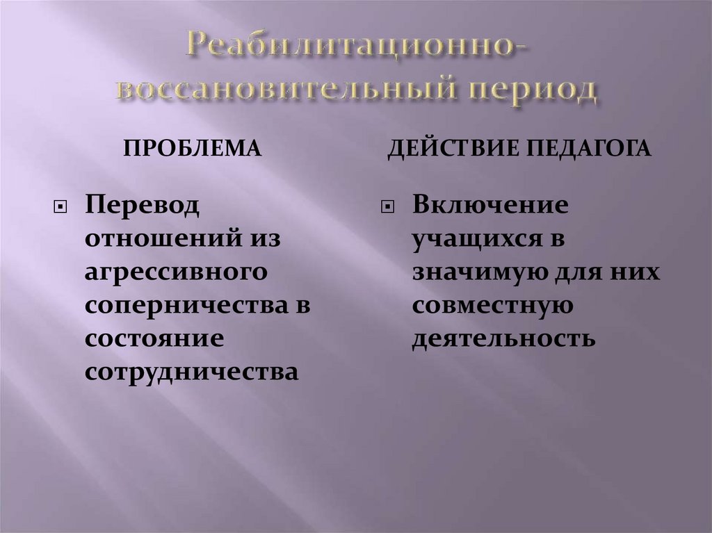 Реабилитационно-воссановительный период