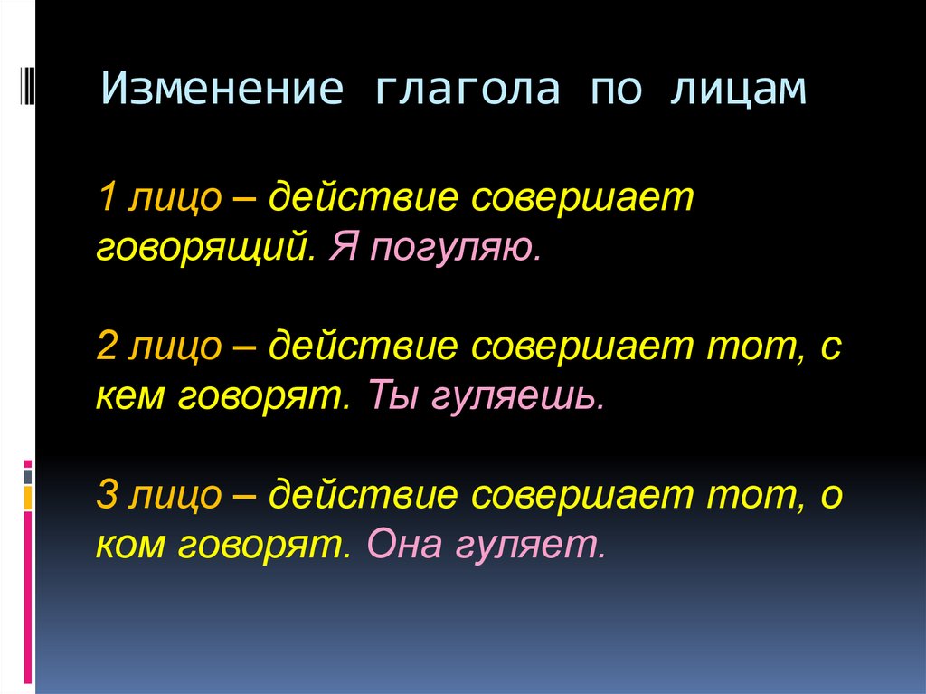 Изменение глагола по лицам