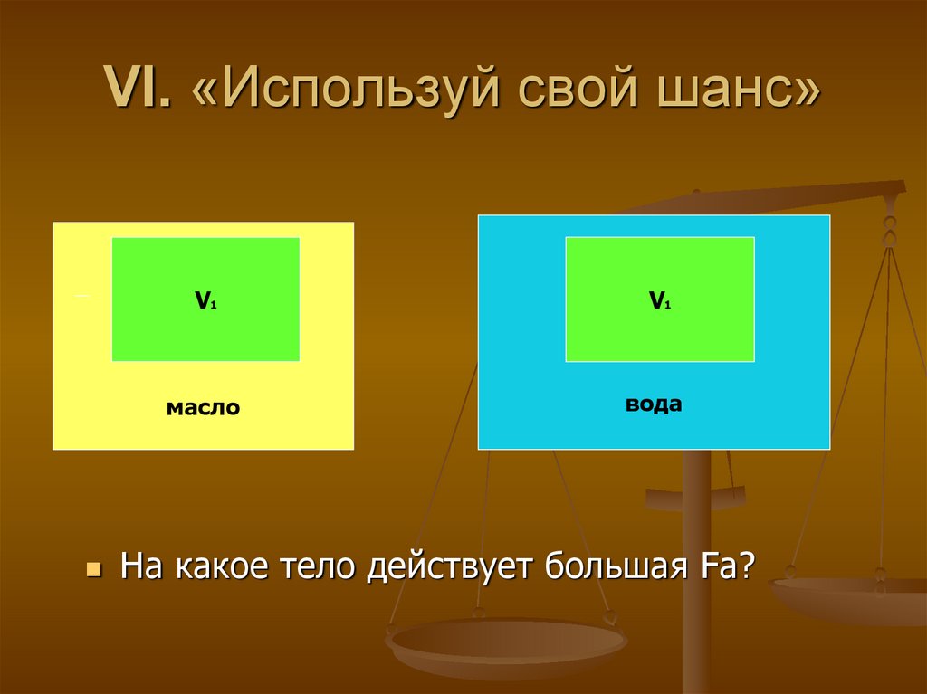 VI. «Используй свой шанс»