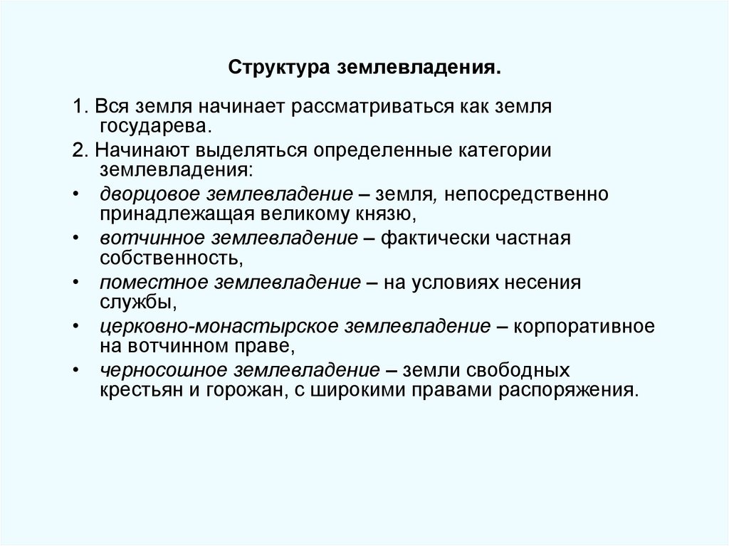 Структура землевладения.