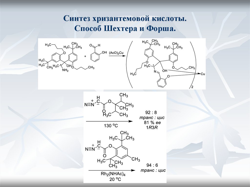 Синтез хризантемовой кислоты. Способ Шехтера и Форша.