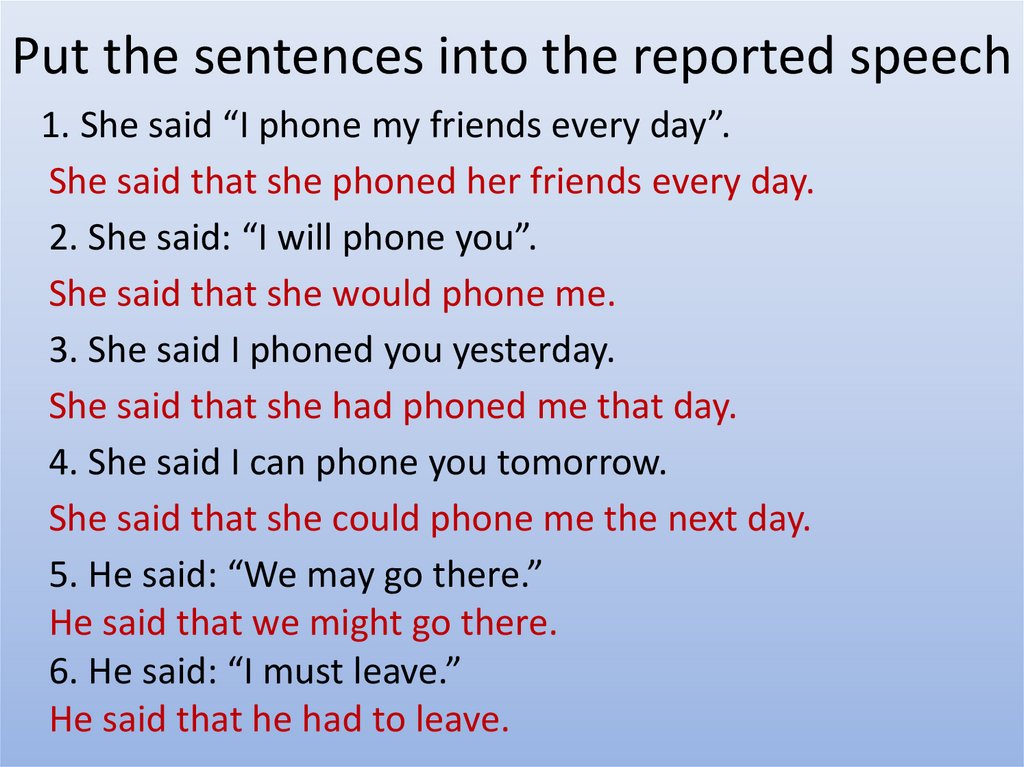 Brother said that he. Put the sentences into reported Speech. Reported Speech предложения. Used to reported Speech. Reported Speech в английском языке 9 класс.