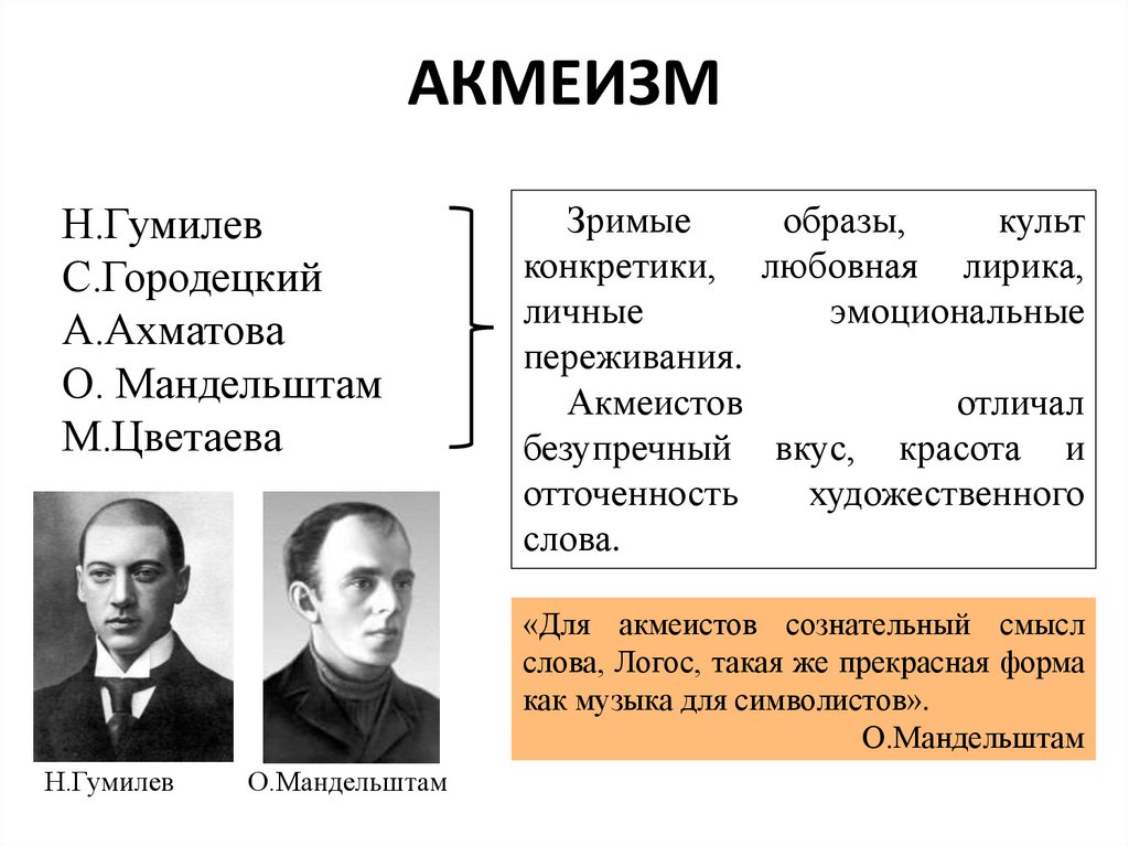 Представители литературного направления акмеизм