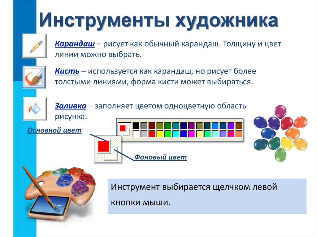 Инструменты цвета. Инструменты художника презентация. Цвета для инструментов. Инструменты художника список. Компьютер как инструмент художника.