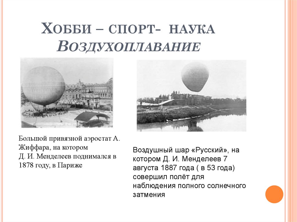 Хобби – спорт- наука Воздухоплавание