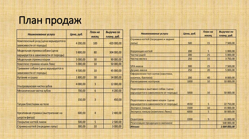 Маркетинговый план груминг салона