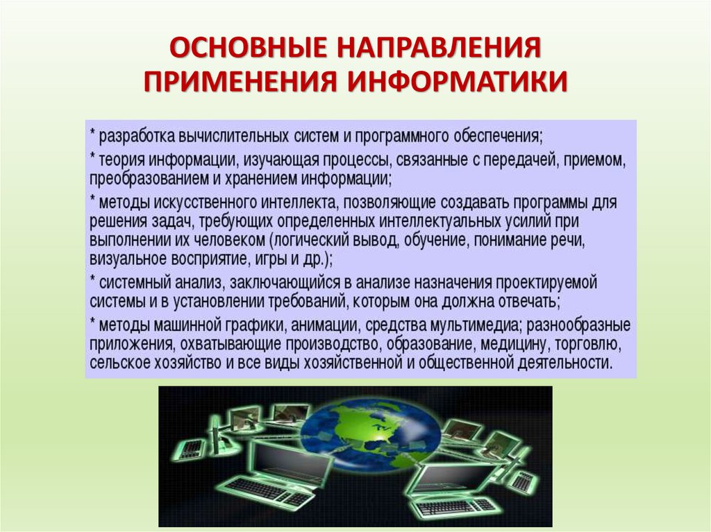 Основные применения информатики