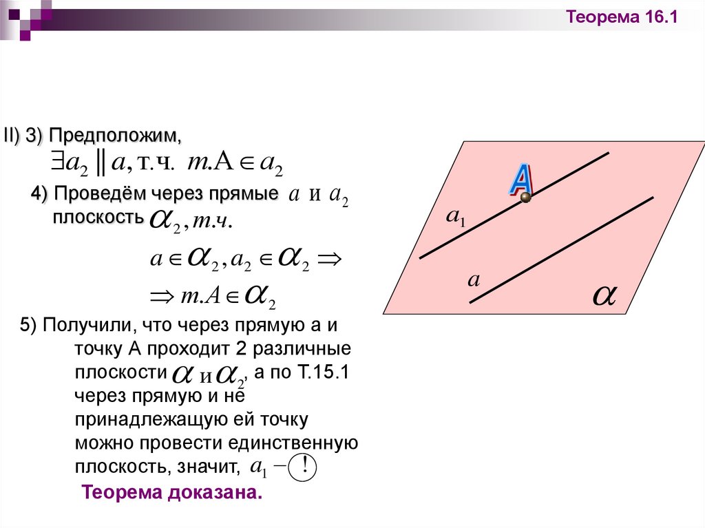 Теорема прямой и плоскости. Теорема 16.1. Теорема 16.1 геометрия. Лемма стереометрии. Доказательство теоремы 16.1.