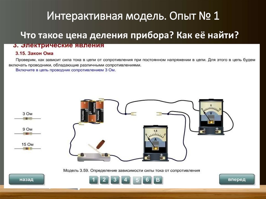 Интерактивная модель. Опыт № 1