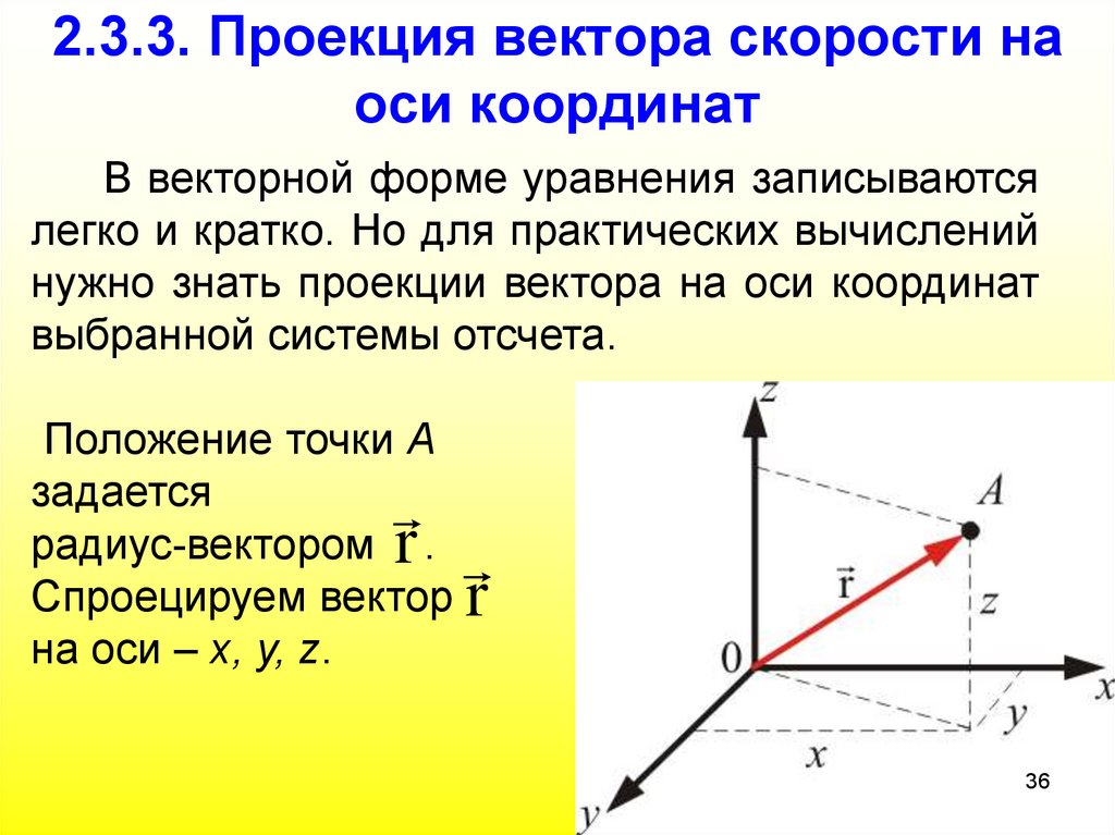 2.3.3. Проекция вектора скорости на оси координат