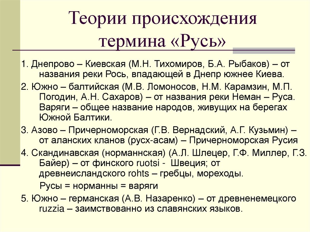 Теории происхождения термина «Русь»