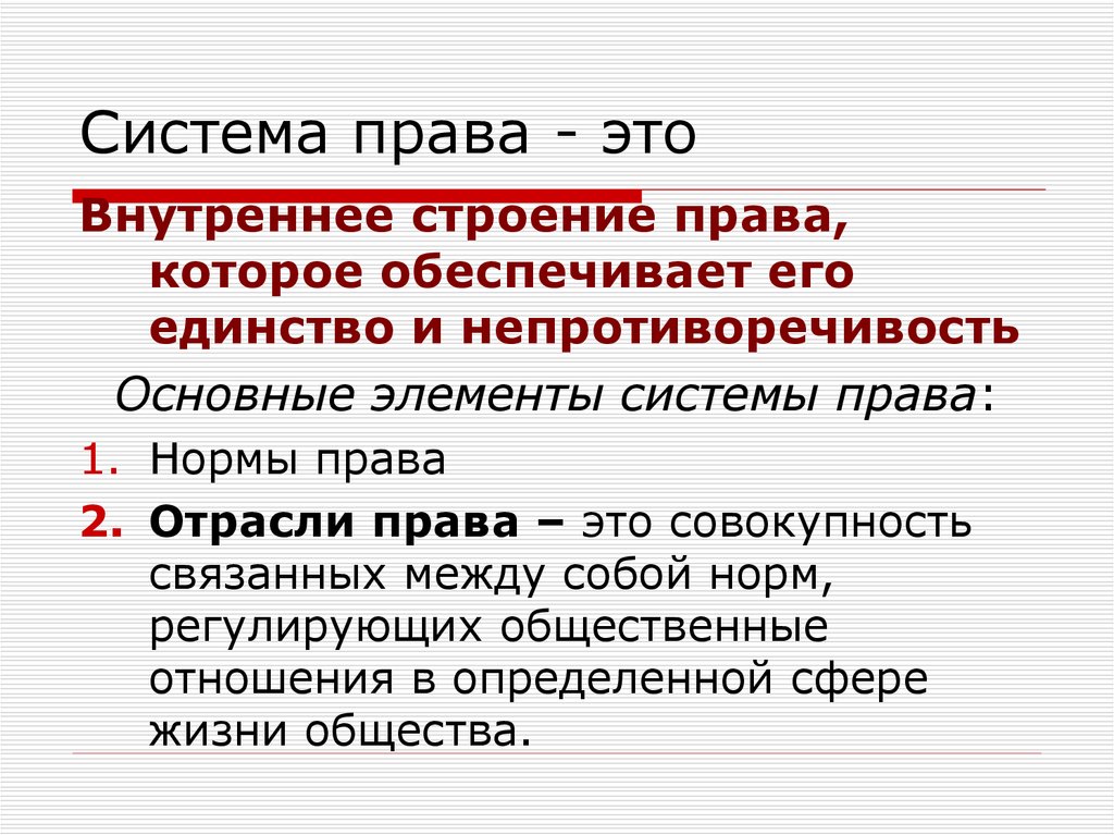 Система права - это