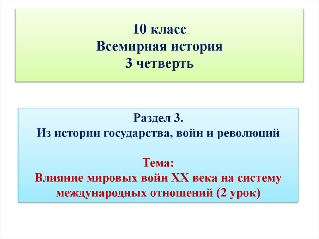 Вторая мировая история 10 класс