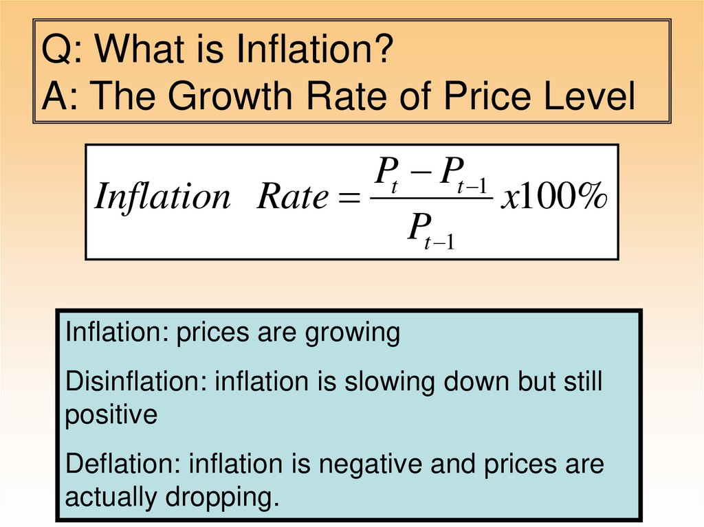 Q: What is Inflation? A: The Growth Rate of Price Level