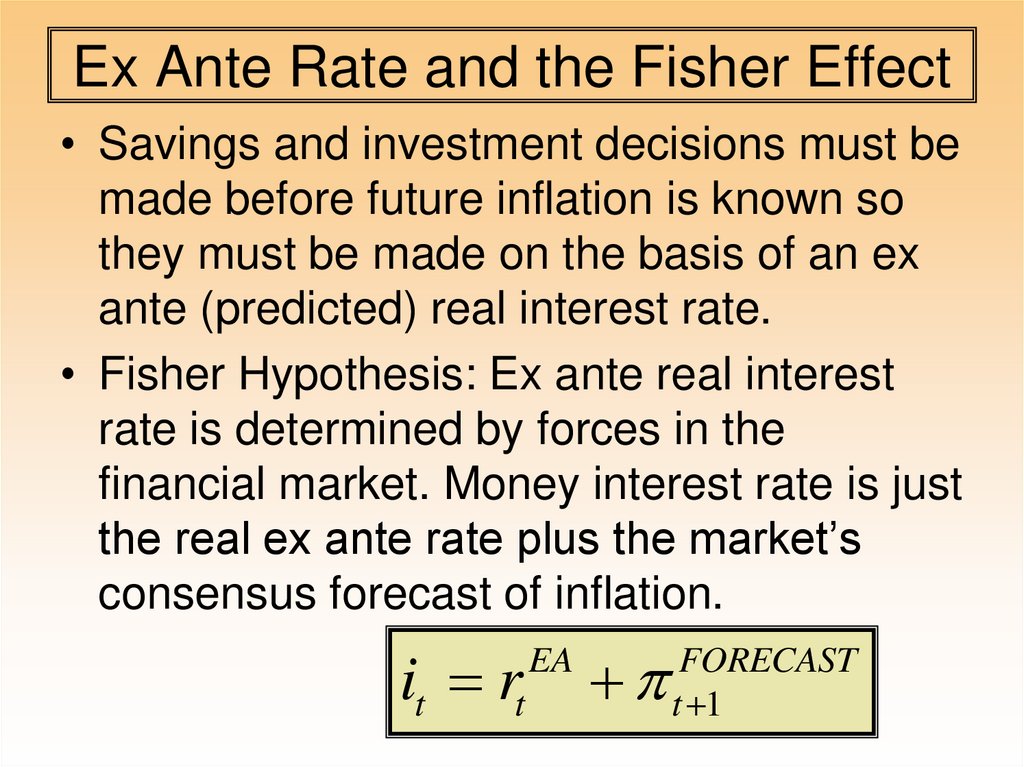 Ex Ante Rate and the Fisher Effect