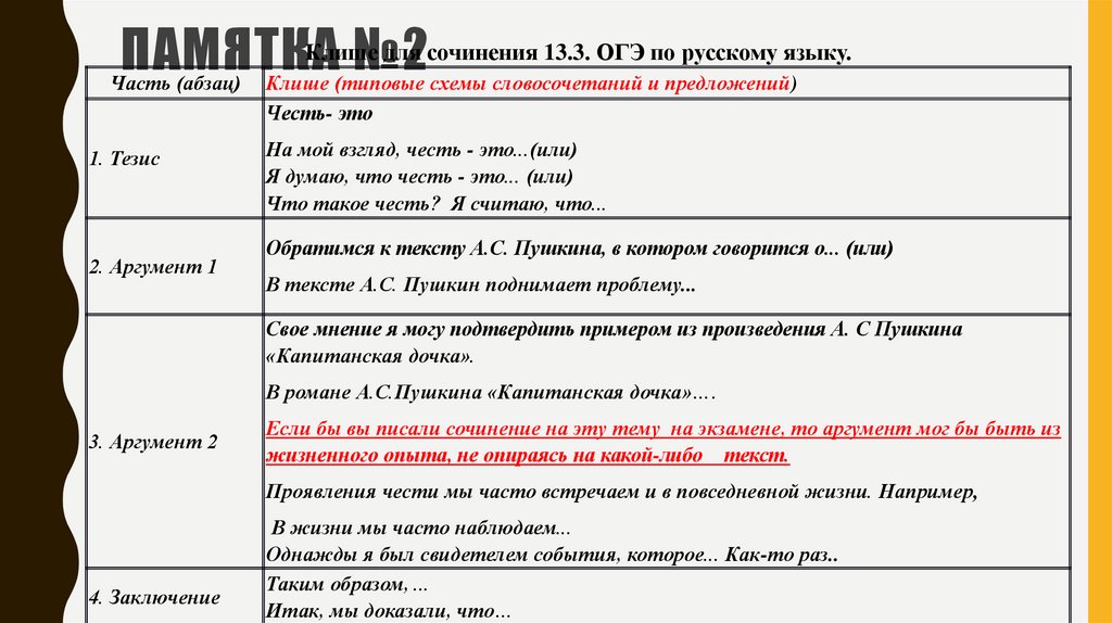 Примеры аргументов для сочинения 13.3