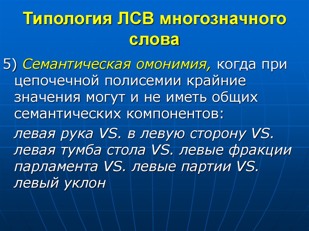 Как называется содержательный план одного из лексико семантических вариантов многозначного слова