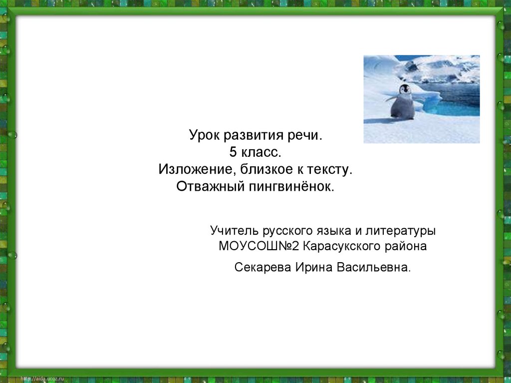 Отважный пингвиненок презентация 5 класс