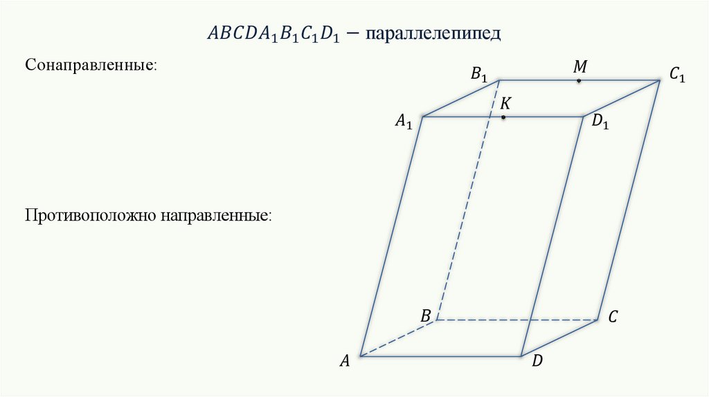 Привести примеры по чертежу куба с ребром 3 см коллинеарные векторы