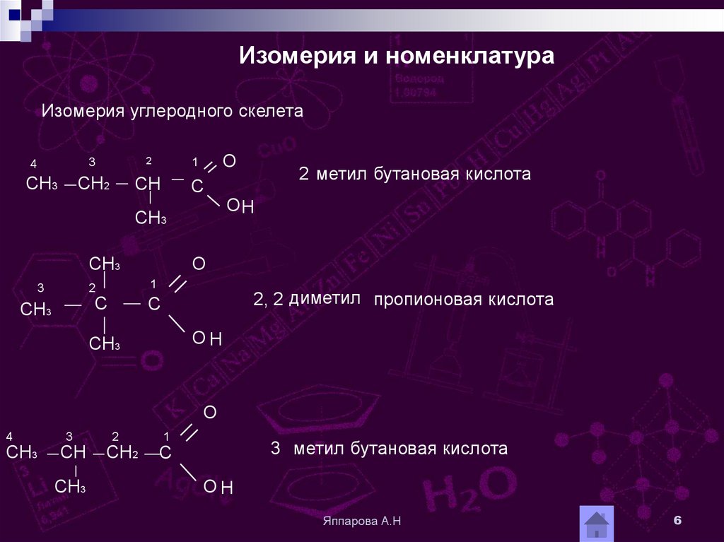 Метилпропановая кислота гомолог