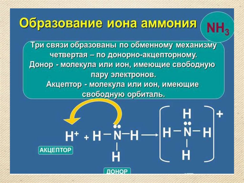 Реакция кислого аммония. Образование Иона аммония. Механизм образования аммиака. Механизм образования молекулы аммиака. Механизм образования связи в молекуле аммиака.