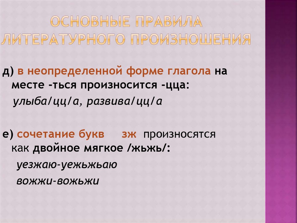 Основные нормы современного литературного произношения