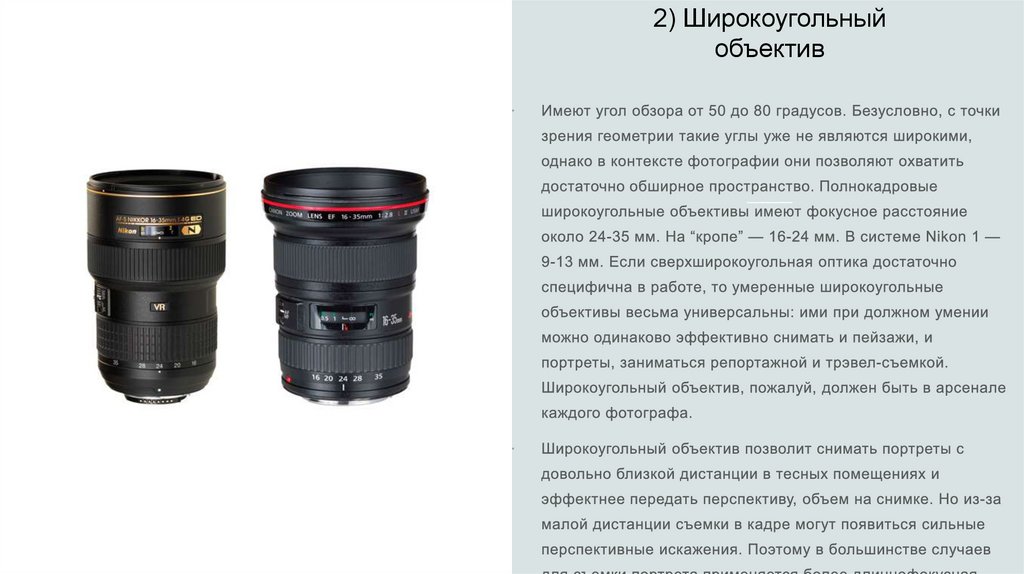 Виды объективов для фотоаппарата - online presentation