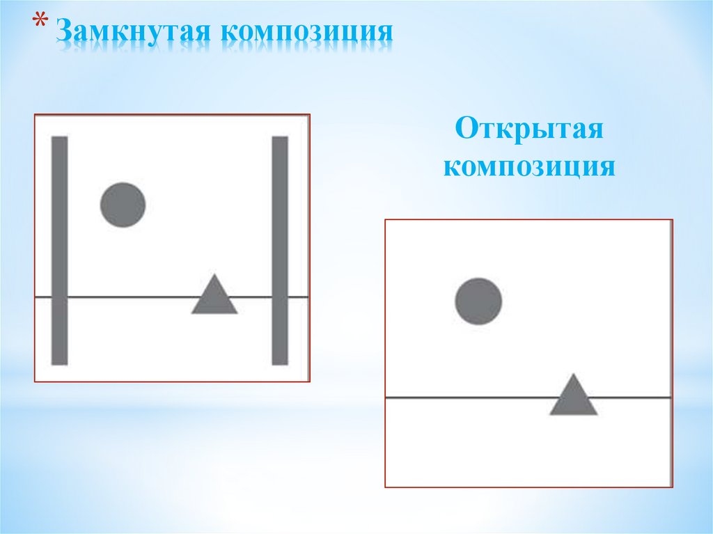 Раскрытая композиция. Открытая и закрытая композиция. Открытая композиция. Замкнутая композиция. Замкнутая и открытая композиция.