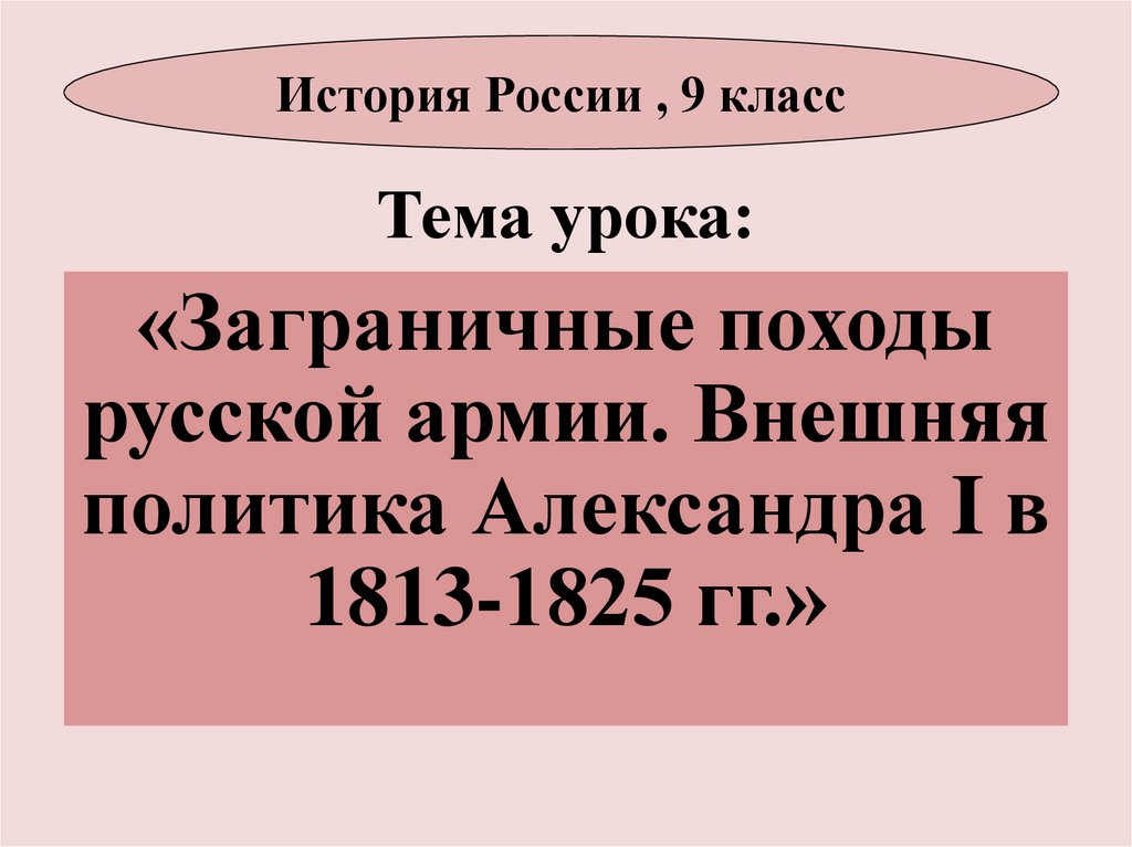 Заграничные походы русской армии внешняя политика александра 1 в 1813 1825 презентация