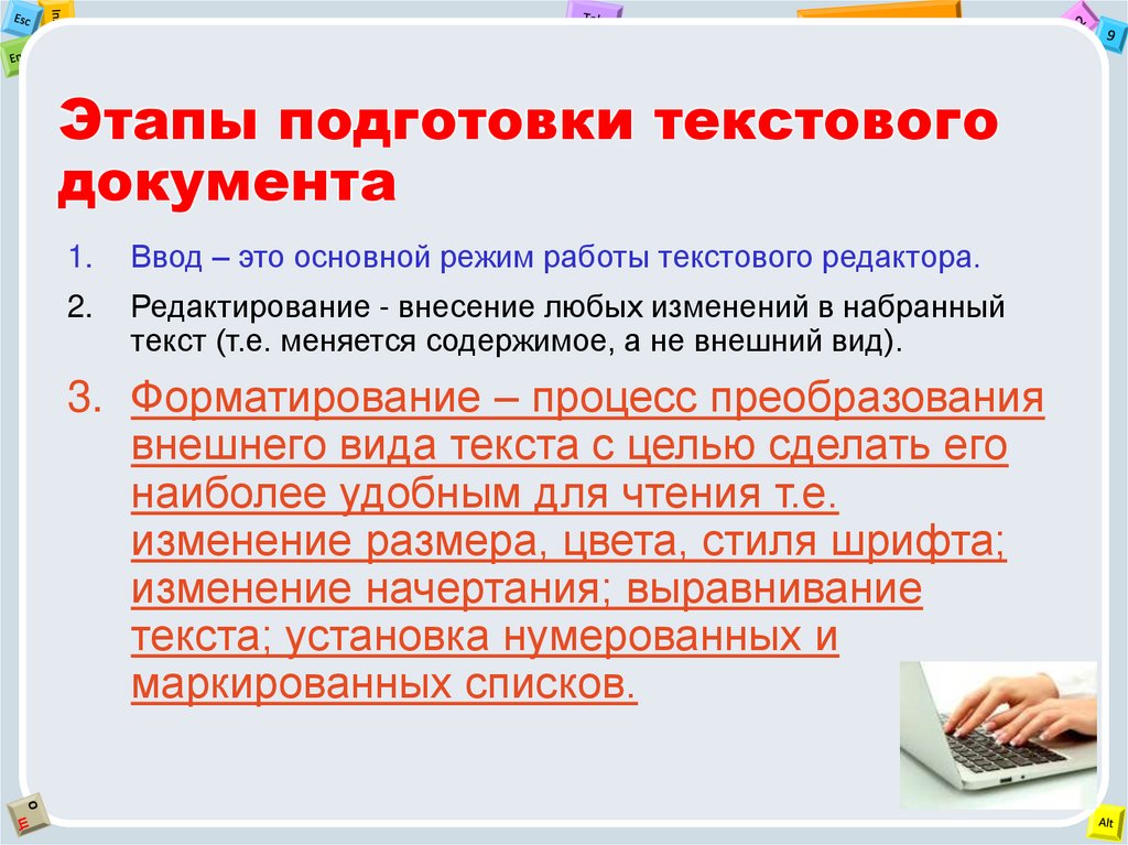 Подготовка текста. Подготовка текстового документа. Этапы подготовки текстовых документов. Этапы редактирования текста документа. Этапы подготовки текстового документа на компьютере.