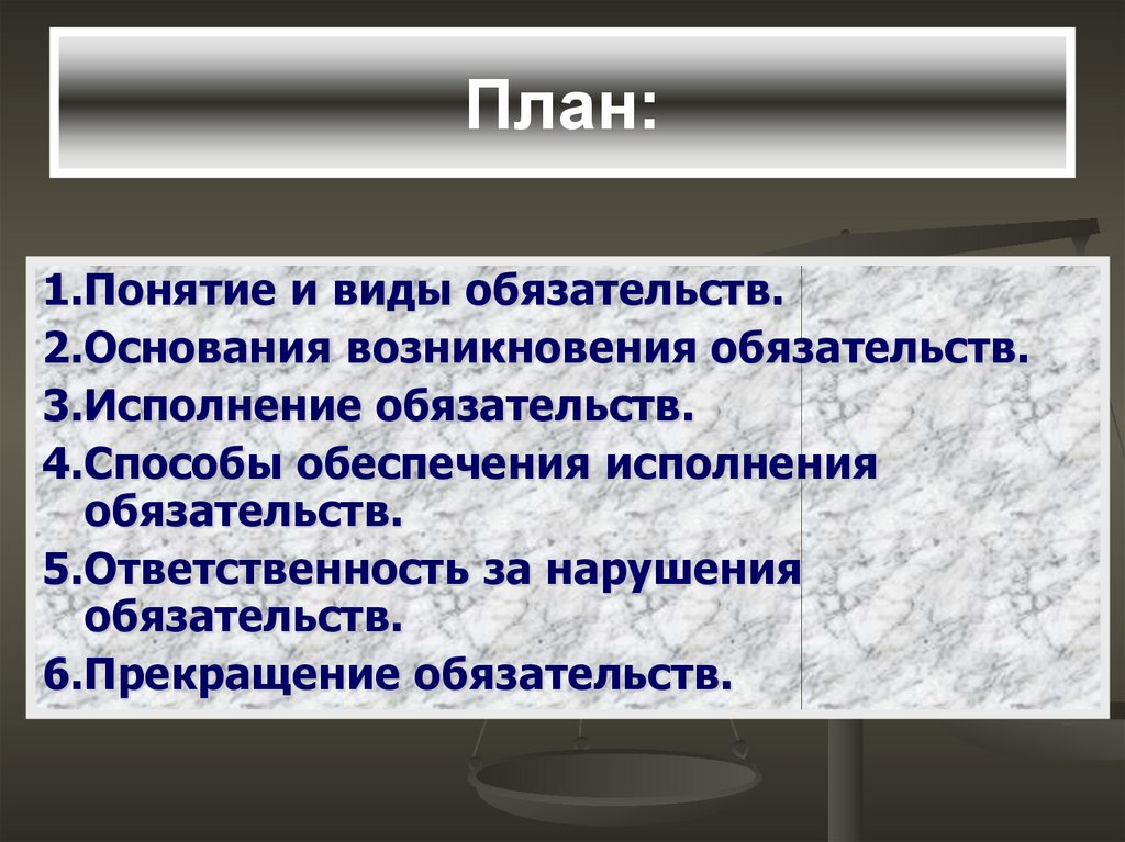 Виды обязательств презентация