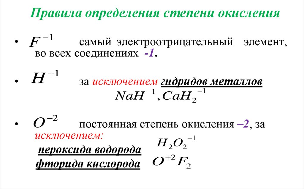 Правила определения степени окисления