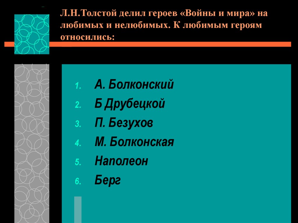 К любимым героям толстого относились. Любимые и нелюбимые герои Толстого в романе.