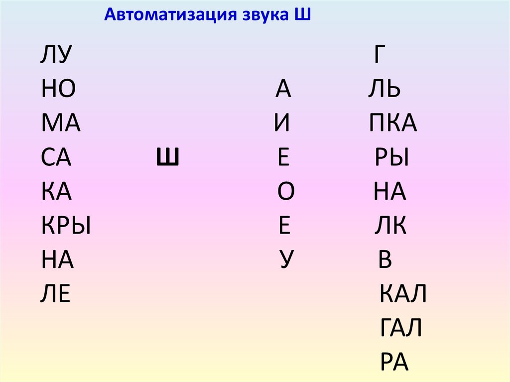 ЛУ Г НО А ЛЬ МА И ПКА СА Ш Е РЫ КА О НА КРЫ Е ЛК НА У В ЛЕ КАЛ ГАЛ РА