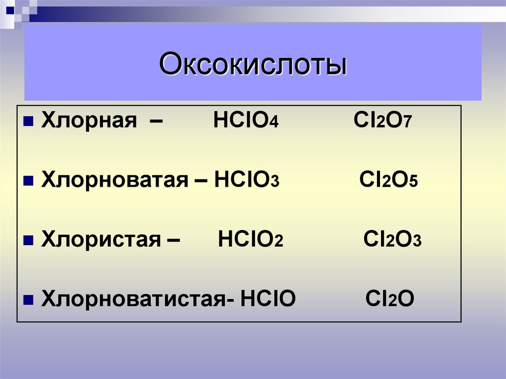 Hcio hci. Хлористая хлорноватая хлорная хлорная. Хлорная хлорноватая хлорноватистая. Хлорная хлористая хлорноватая кислота. Хлорноватая и хлорноватистая кислота.