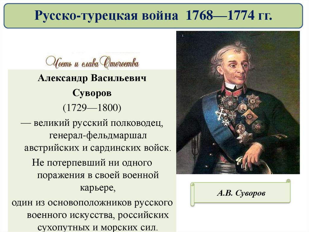 Русско турецкая 1768 1774. Суворов Александр Васильевич (1729-1800). Полководцы русско турецкой войны. Великие полководцы русско турецкой войны. Суворов не потерпел ни одного поражения.