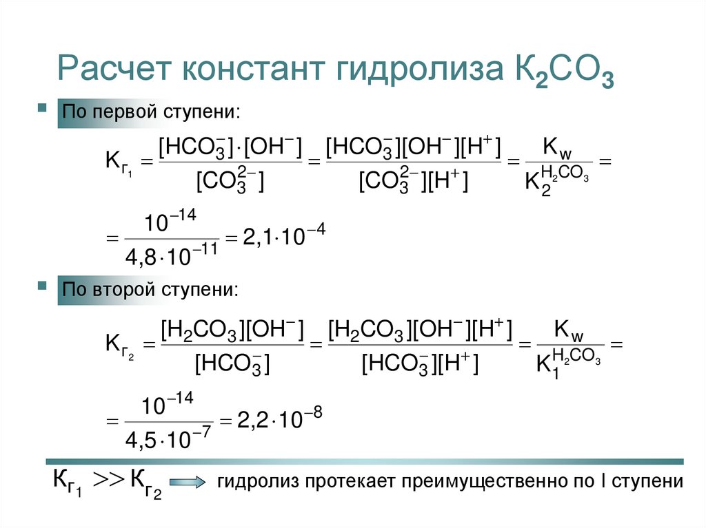 Гидролиз солей формулы