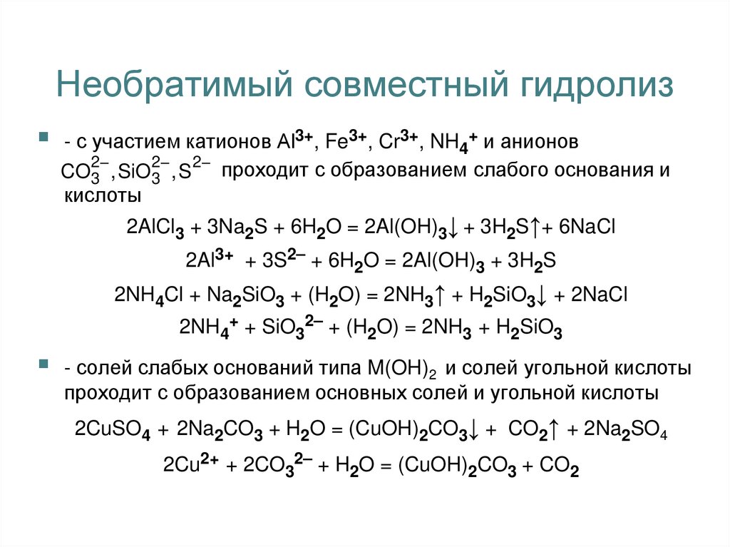 Гидролиз кислот