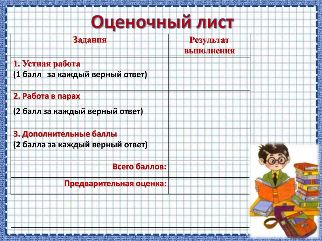 Оценочный лист