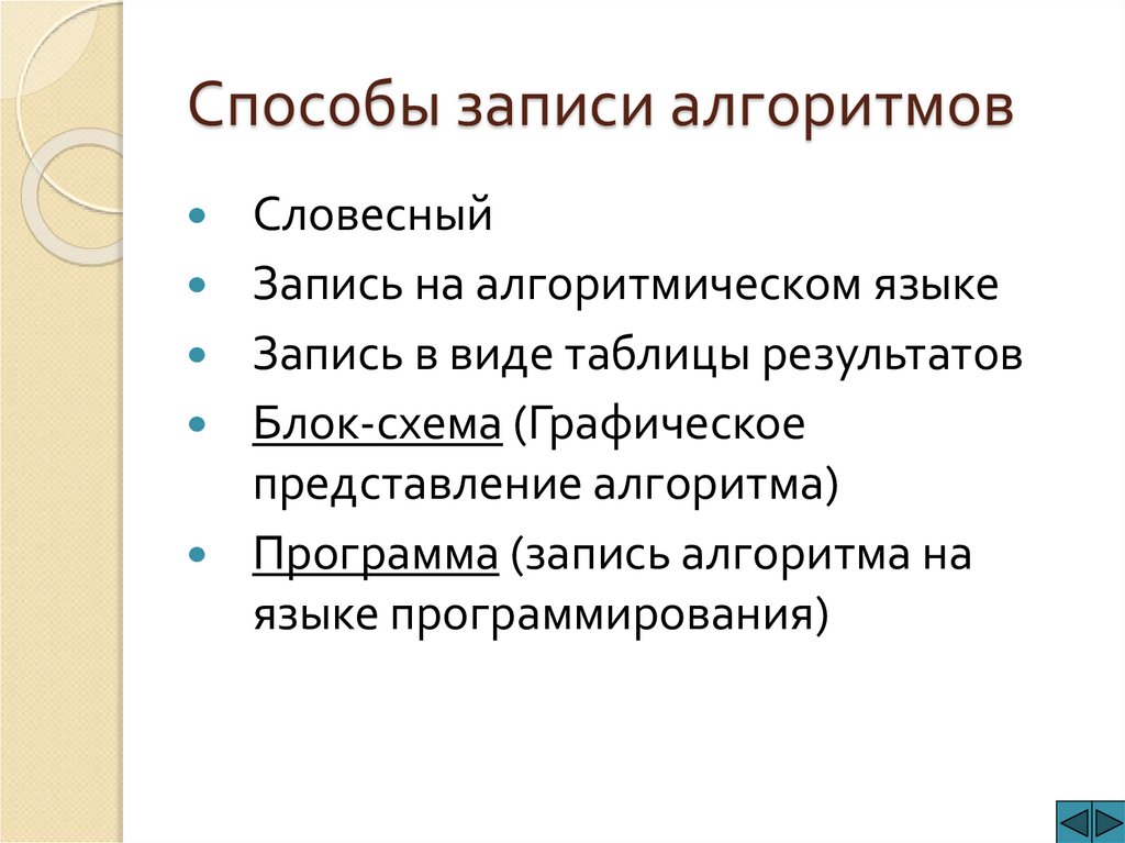 Способы записи алгоритмов 8 класс