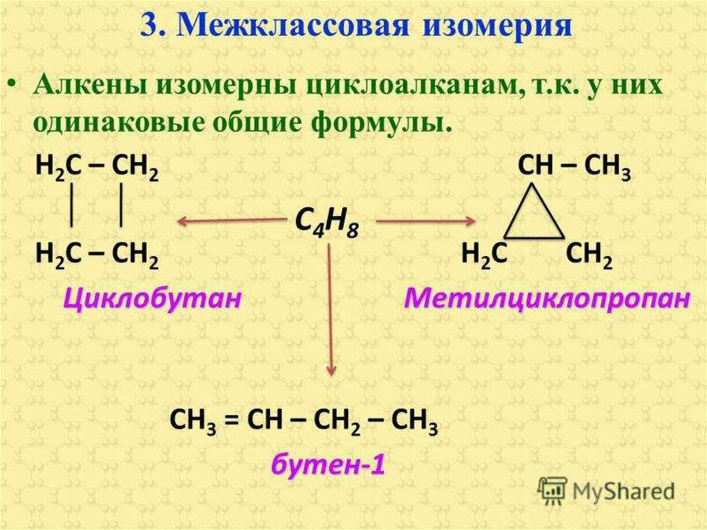 Изомерные алкены. Межклассовая изомерия циклоалканов с алкенами. Алкены изомерны циклоалканам межклассовая изомерия. C5h10 Циклоалканы межклассовая изомерия. Алкены межклассовая изомерия.