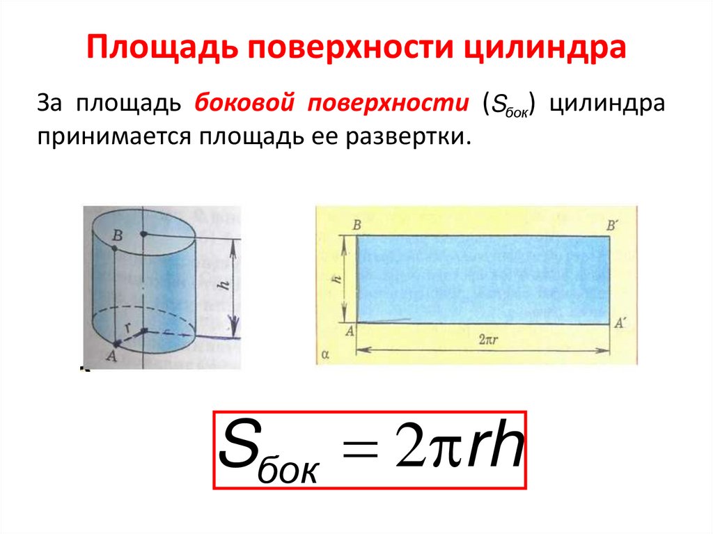 Площадь основания поверхность цилиндра