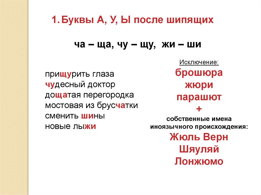 Правописание букв правила. Исключения в написании гласных после шипящих. Буквы и ы после шипящих и ц. Слова исключения в написании гласных после шипящих. Исключения в правописании гласных после шипящих.