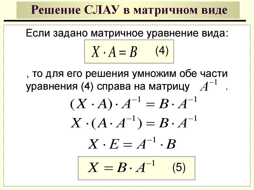 Система алгебраических уравнений матрица