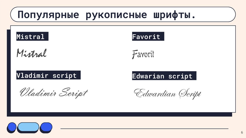 Рукописные и каллиграфические шрифты - online presentation