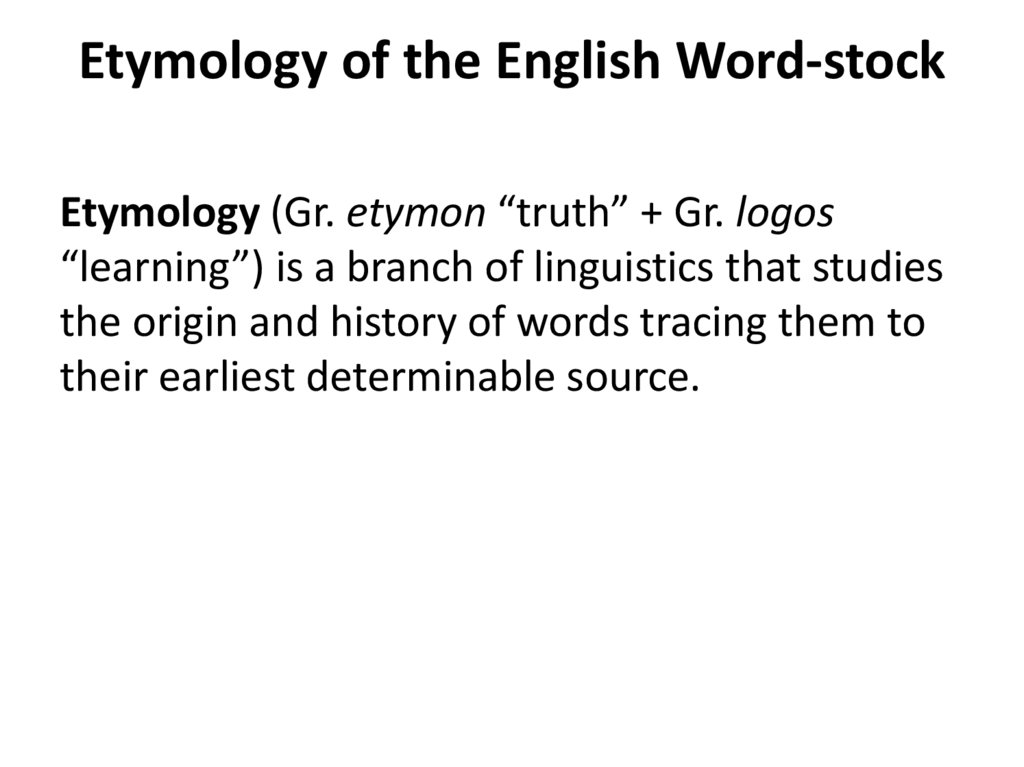 Etymology of the English Word-stock