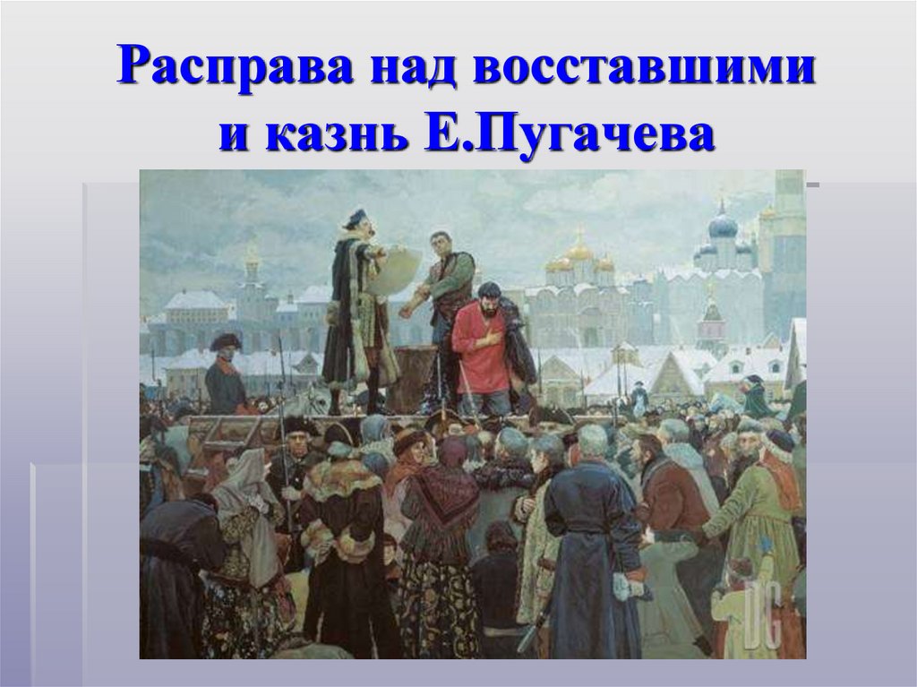 Расправа над восставшими и казнь Е.Пугачева